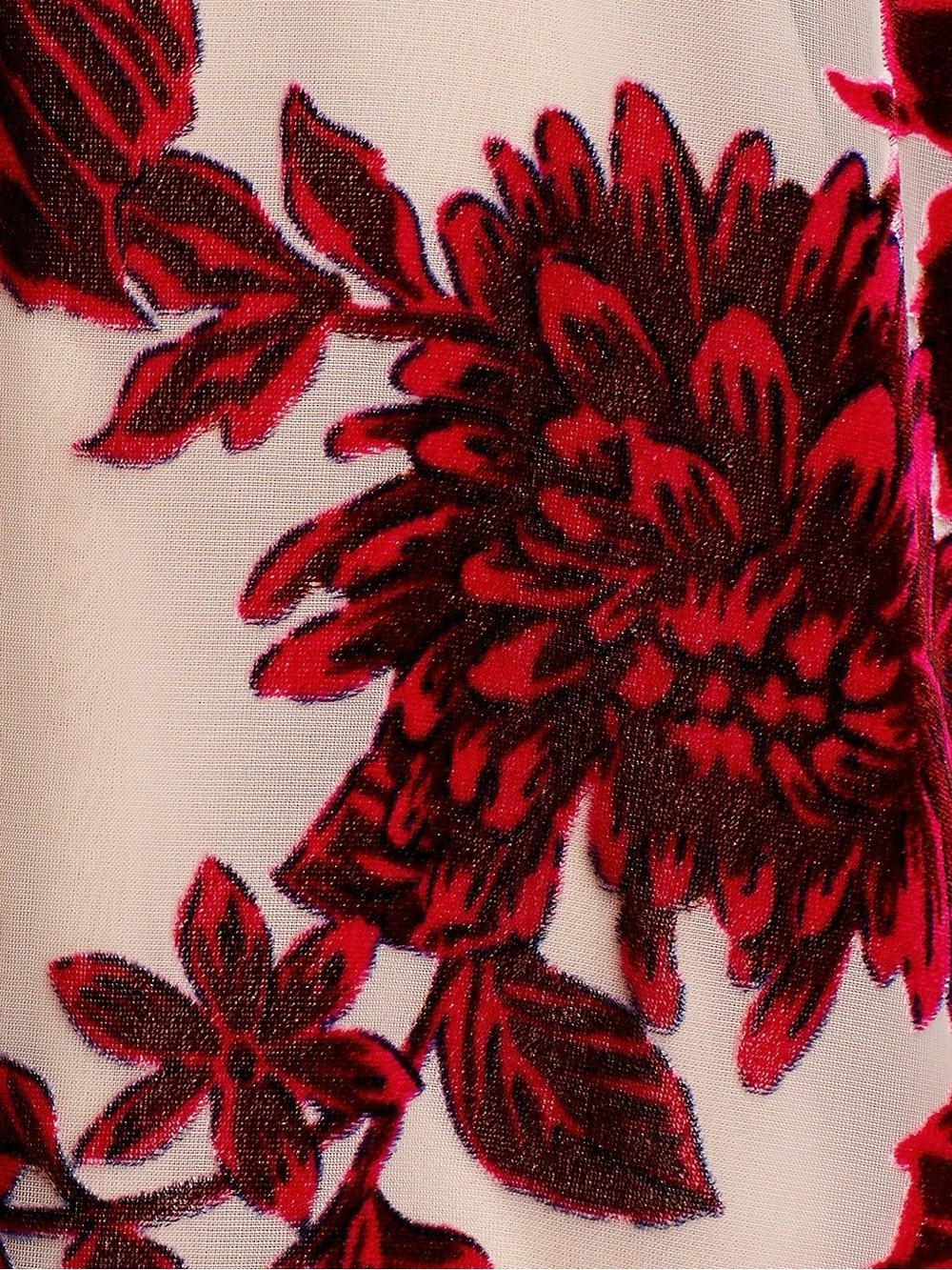 Bloomingdale’s Cupio Red Floral Burnout Ruffle Blouse on Cream size Large - Picture 6 of 16